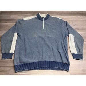 Vintage Blue Willi's Denmark Knit Sweater Mens Sz 2XL Blue Marled 1/4 Zip Cotton